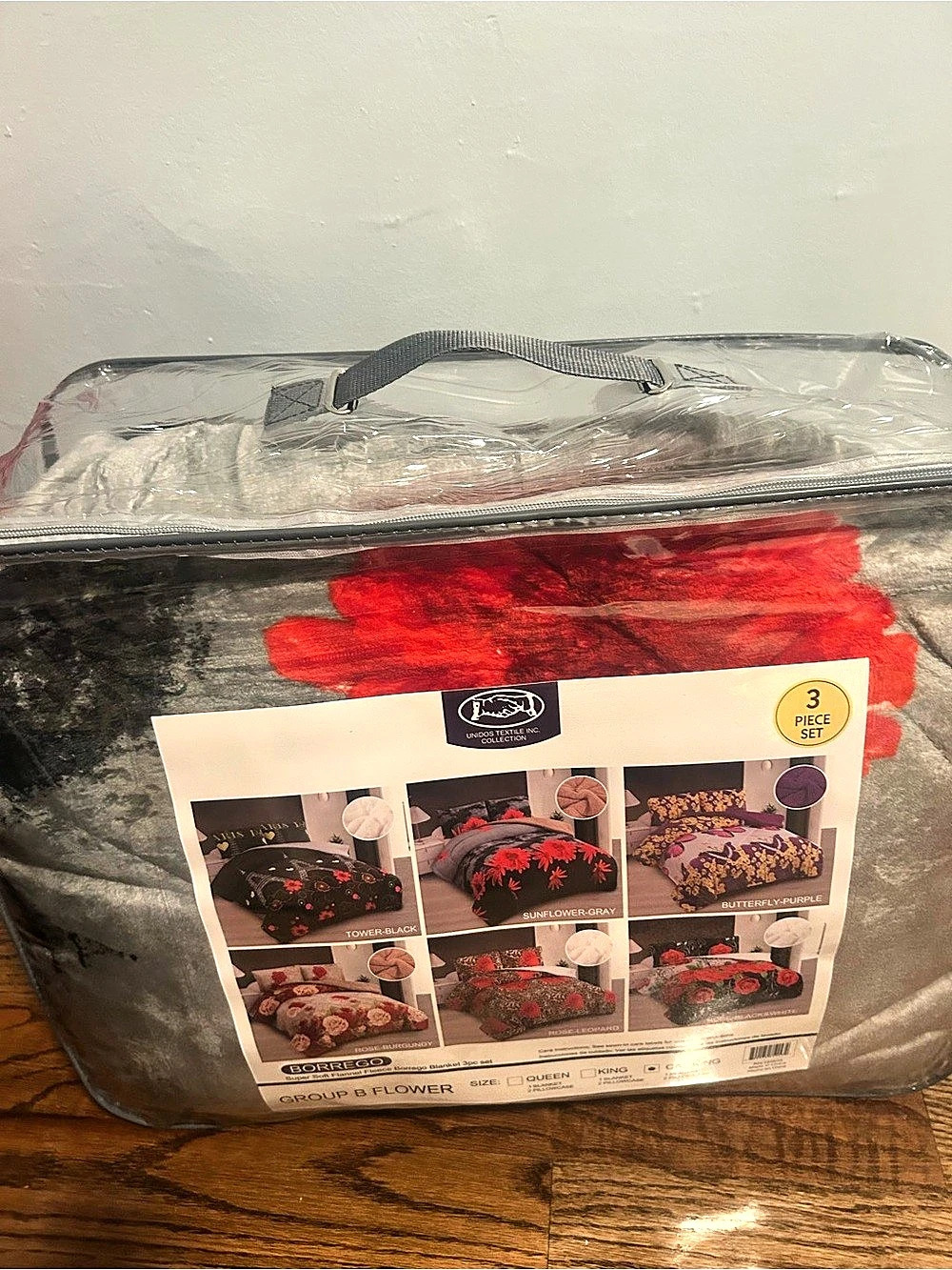 Comfort Classics Floral Comforter Set Black & Red NWT